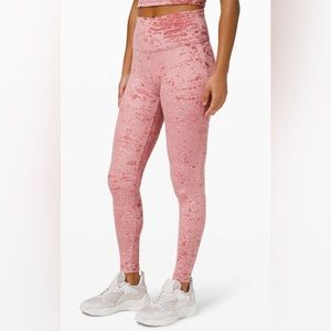 Lululemon Wunder Lounge High Rise 28"‎ crushed velvet soft cranberry sz6 SE
